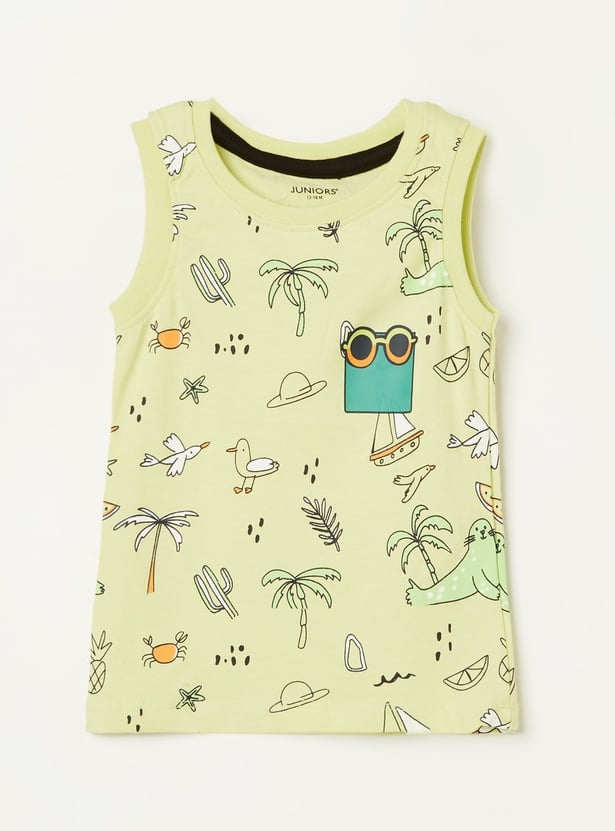 JUNIORS Boys All-Over Print Sleeveless T-shirt